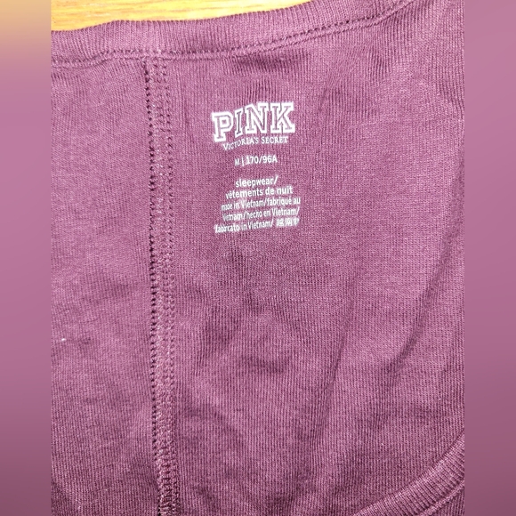 Victoria's Secret Pink Onesie, Plum Purple with Candy Cane Heart, Size M - Picture 3 of 6